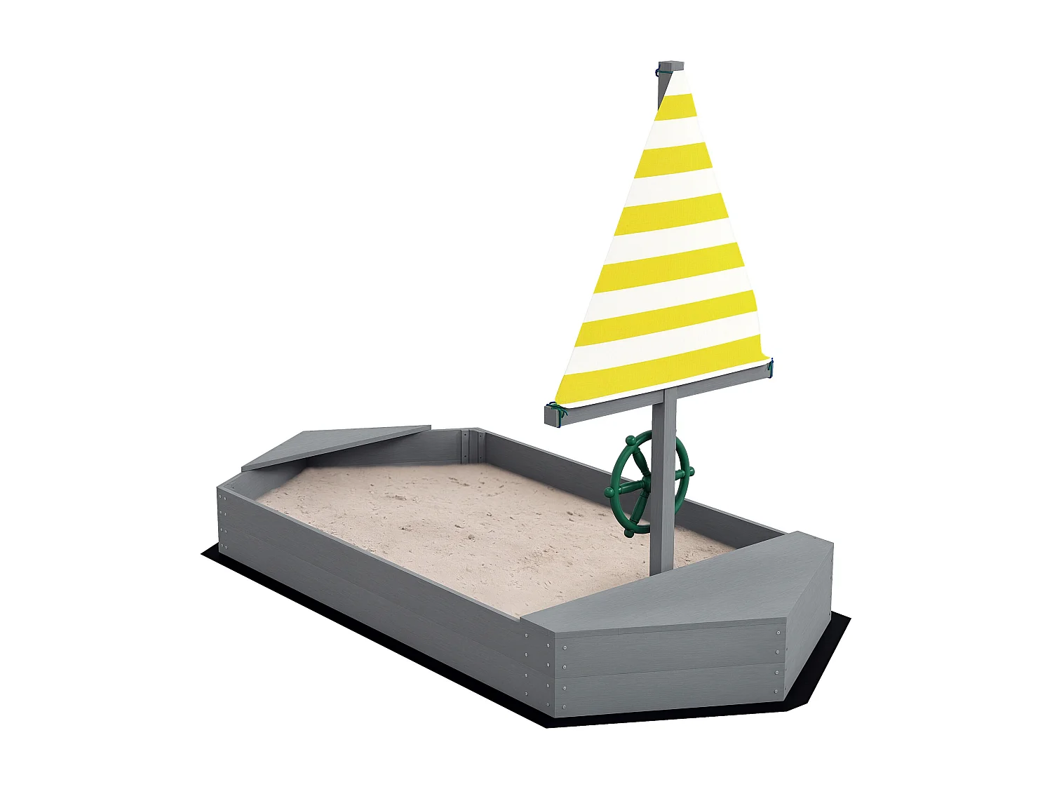 Sabbiera per bambini 3-8 anni a forma di barca in legno e poliestere