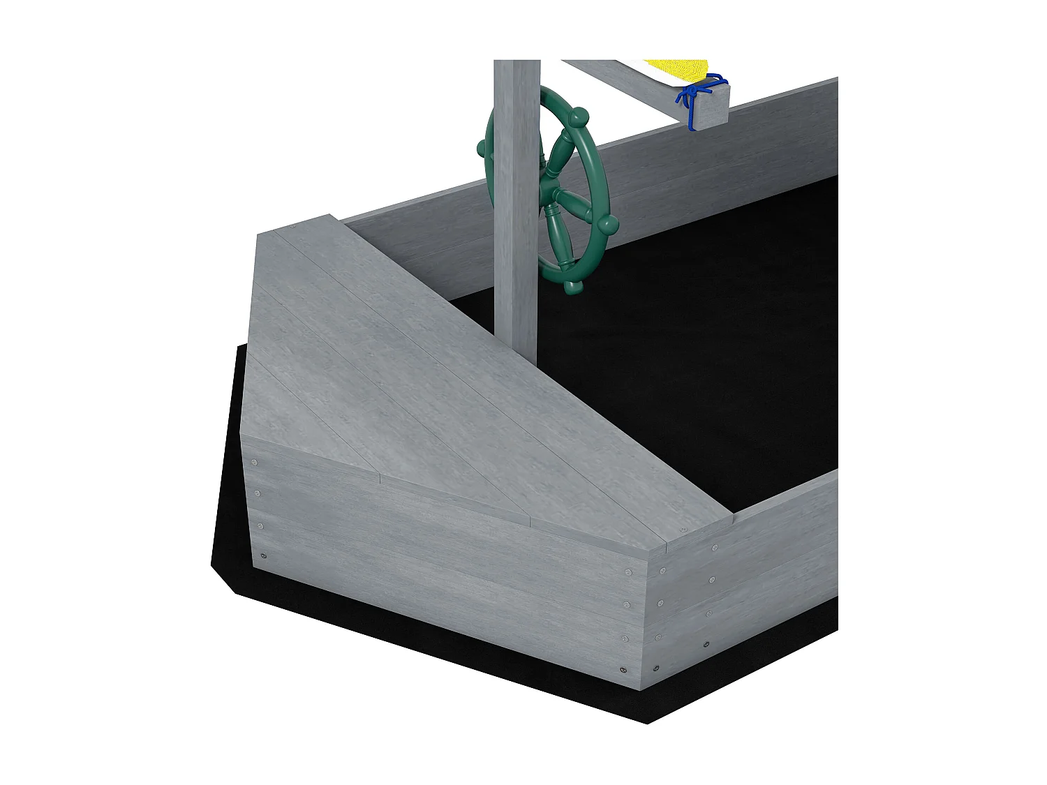 Sabbiera per bambini 3-8 anni a forma di barca in legno e poliestere