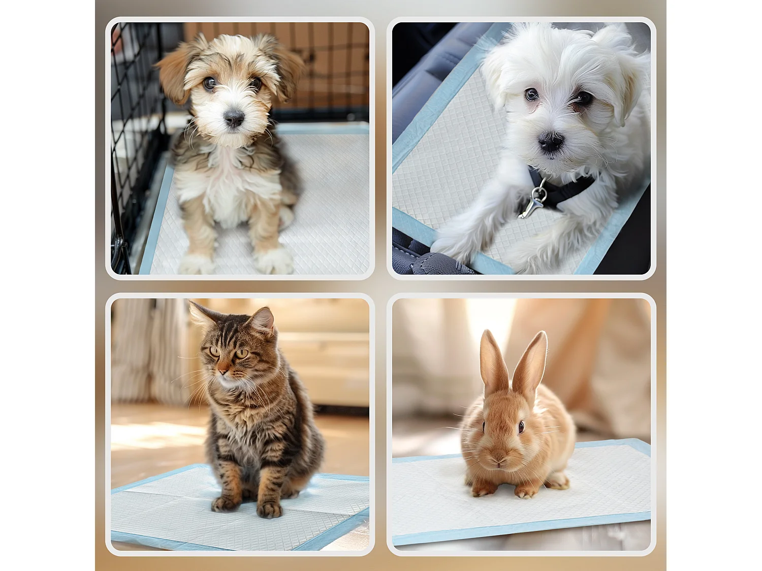 Set 100 tappetini igienici per cani a 6 strati 45x60 cm blu e bianco