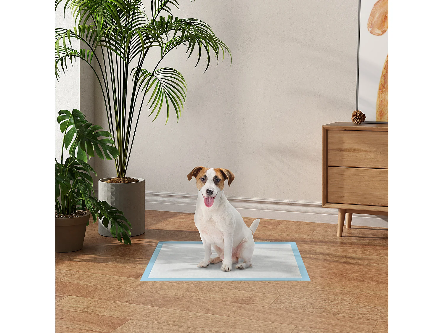 Set 100 tappetini igienici per cani a 6 strati 45x60 cm blu e bianco
