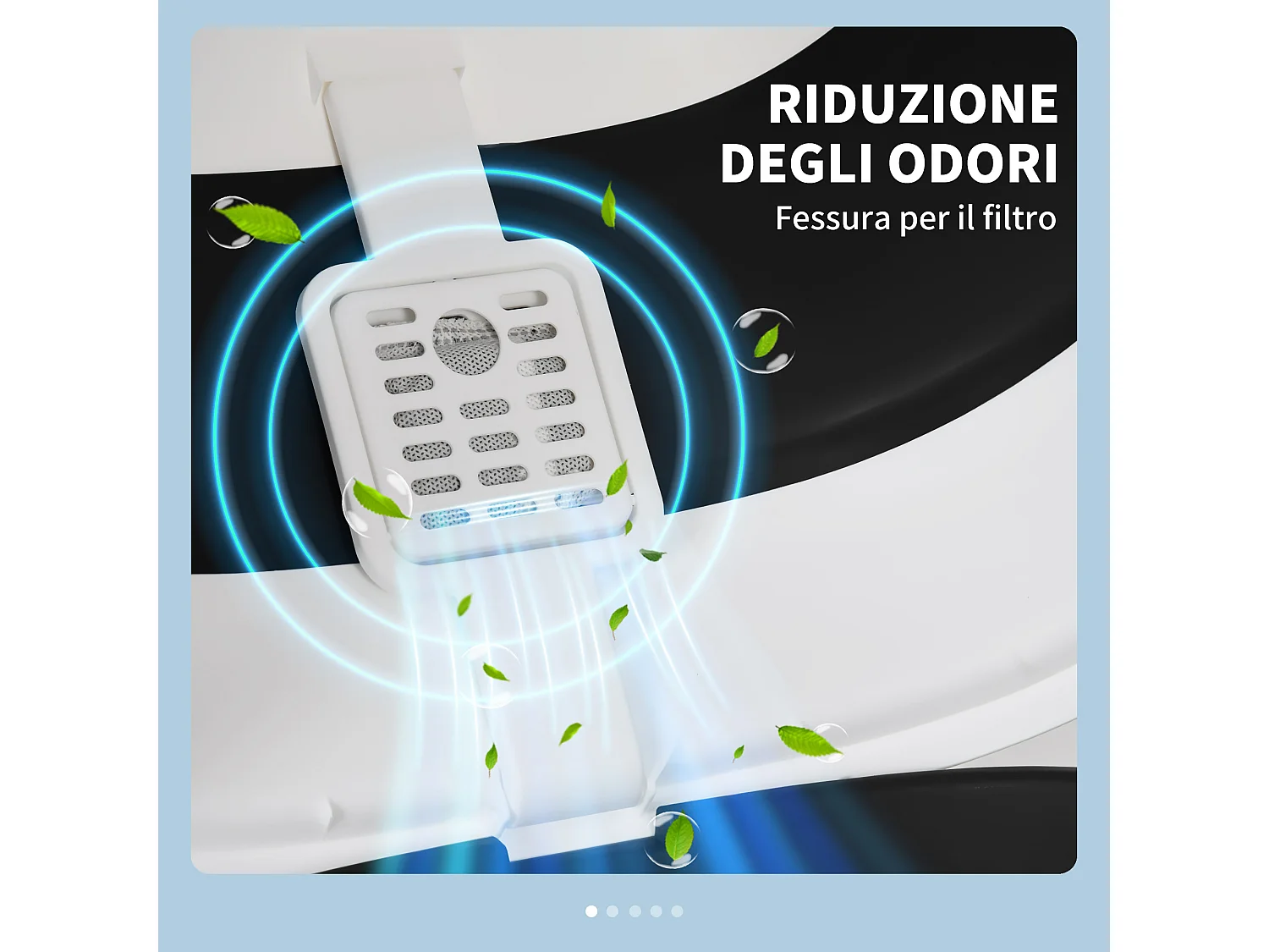 Lettiera per gatti con coperchio pieghevole con paletta e deodorante nero