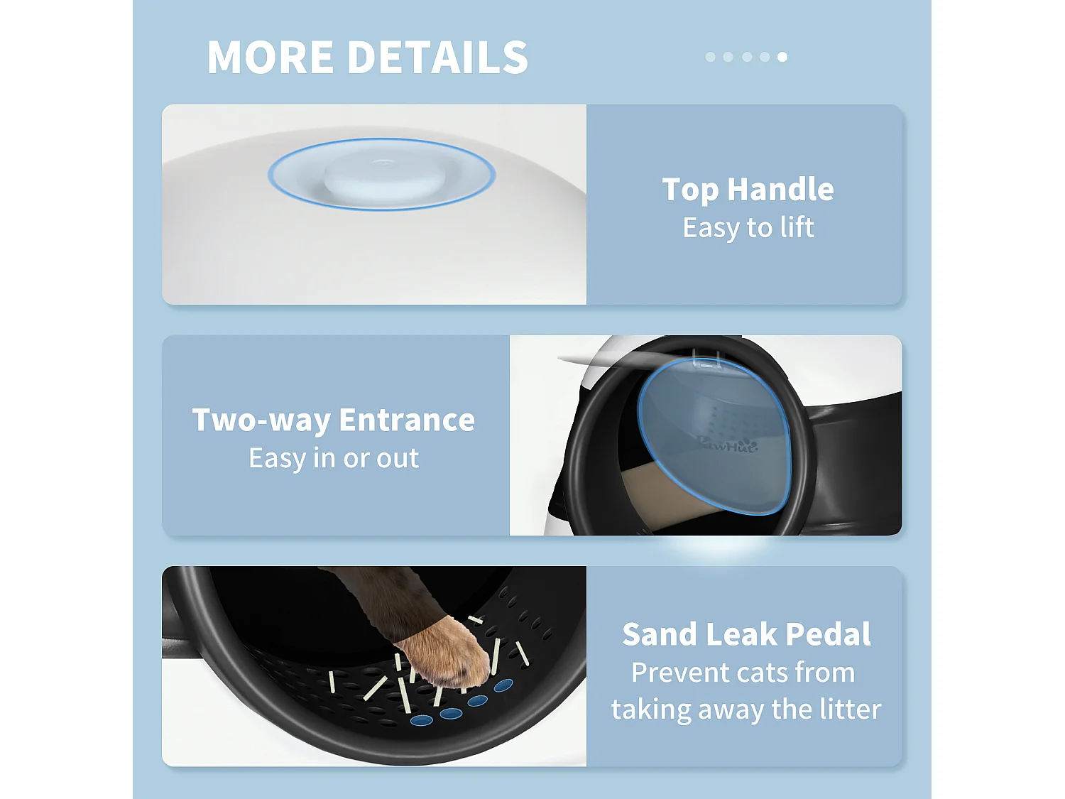 Lettiera per gatti con coperchio pieghevole con paletta e deodorante nero