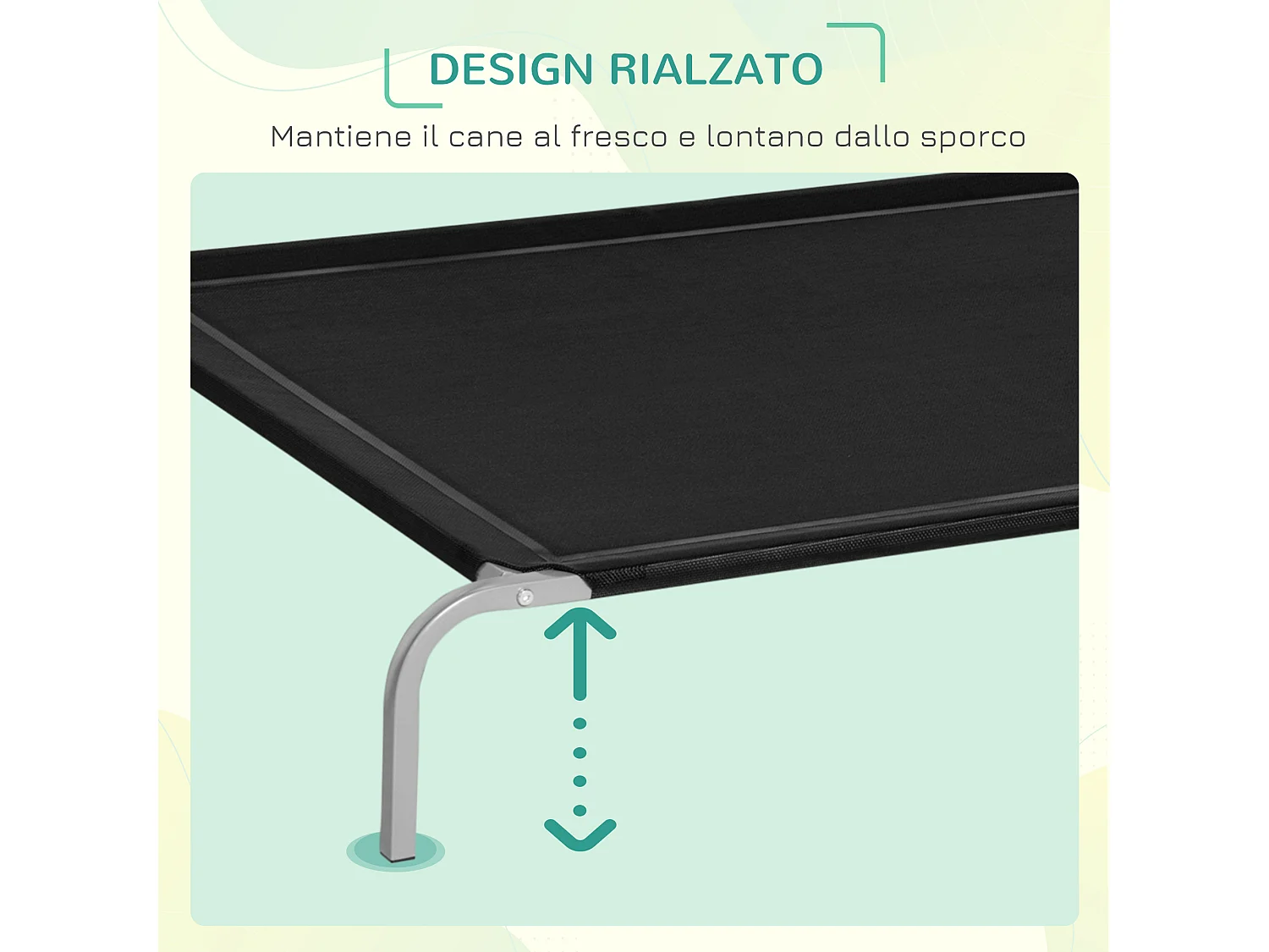 Lettino per cani da interno esterno cuccia estiva per cani fino 40kg nera