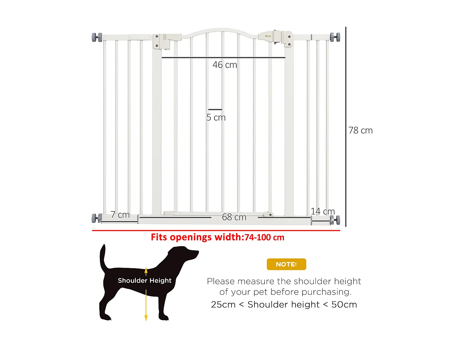 Cancellino per cani estensibile e regolabile 74-100 cm bianco