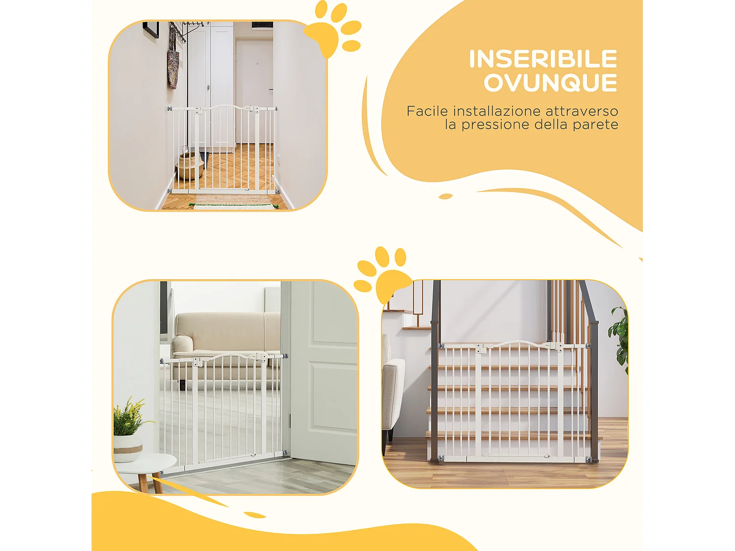 Cancellino per cani estensibile e regolabile 74-100 cm bianco