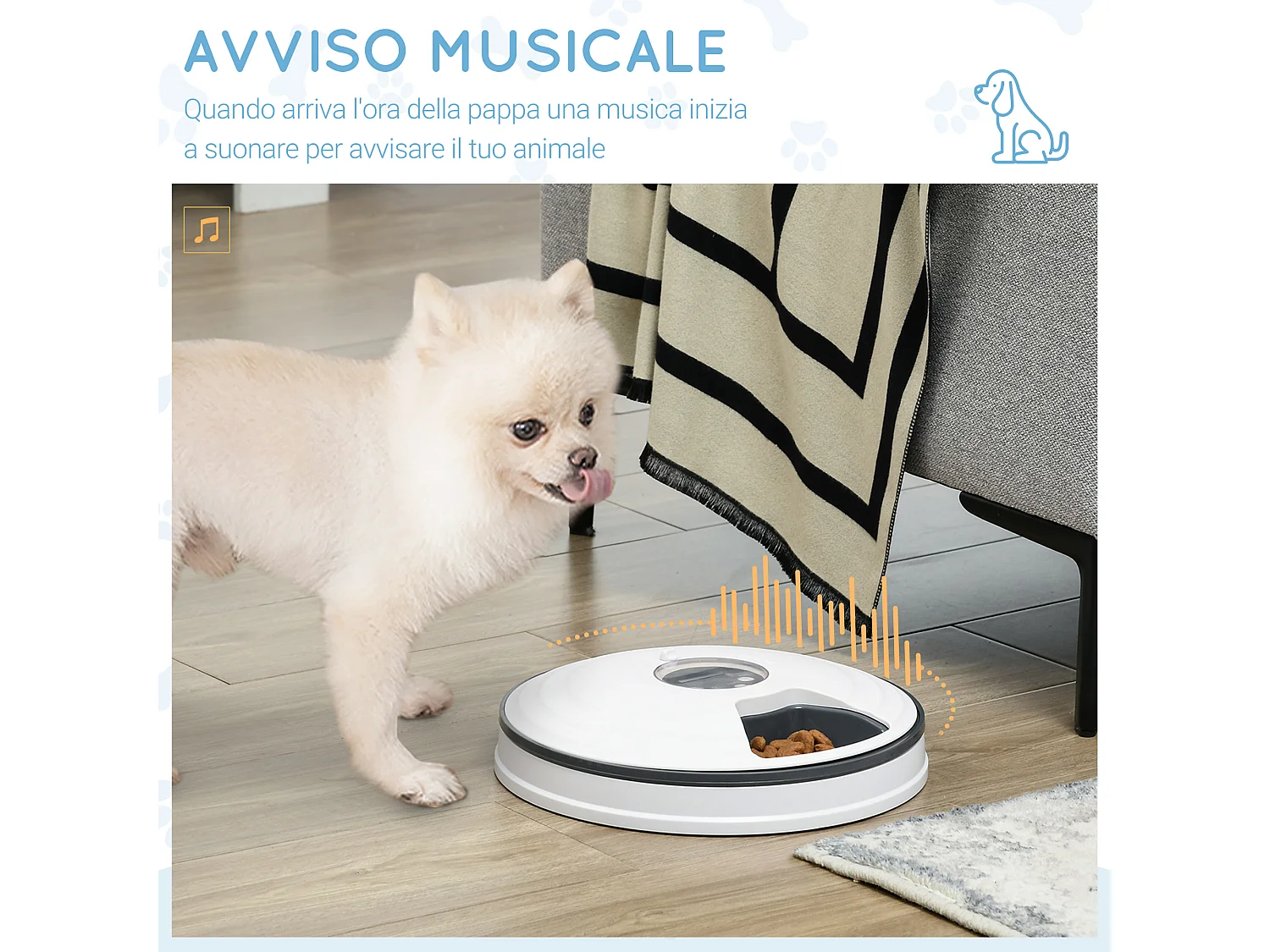Distributore automatico cibo cani e gatti 6 ciotole con timer display led
