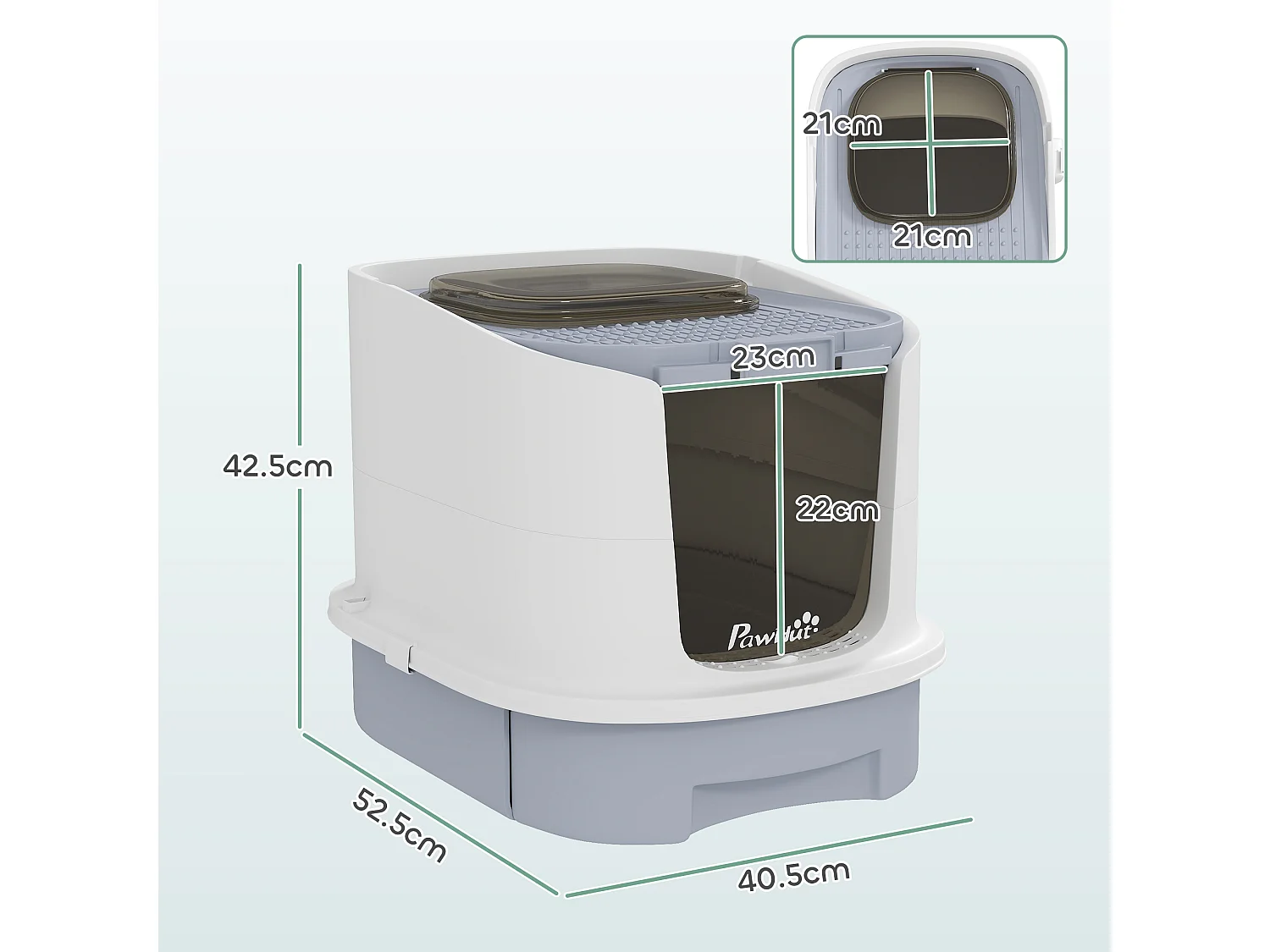 Lettiera per gatti chiusa con 2 porte, vassoio estraibile e paletta