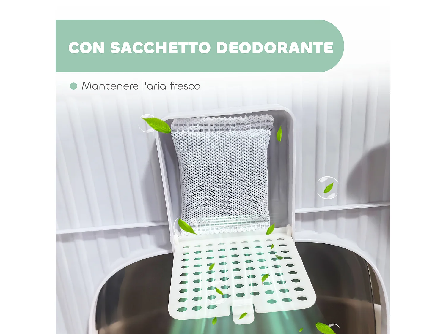 Lettiera per gatti chiusa con 2 porte, vassoio estraibile e paletta