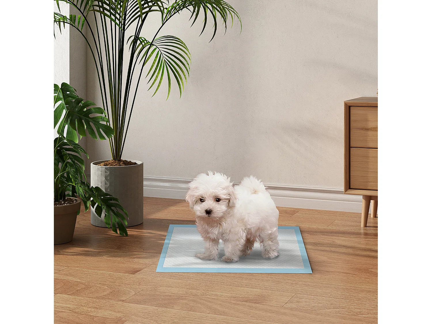Set 100 tappetini igienici per cani a 6 strati 45x30 cm blu e bianco