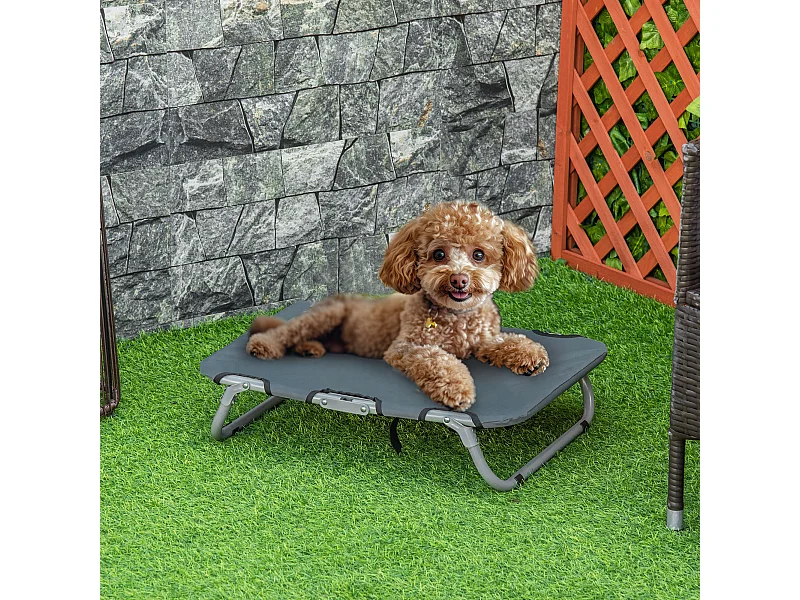 Lettino per cani pieghevole con tessuto oxford 600d grigio 59x46x15cm