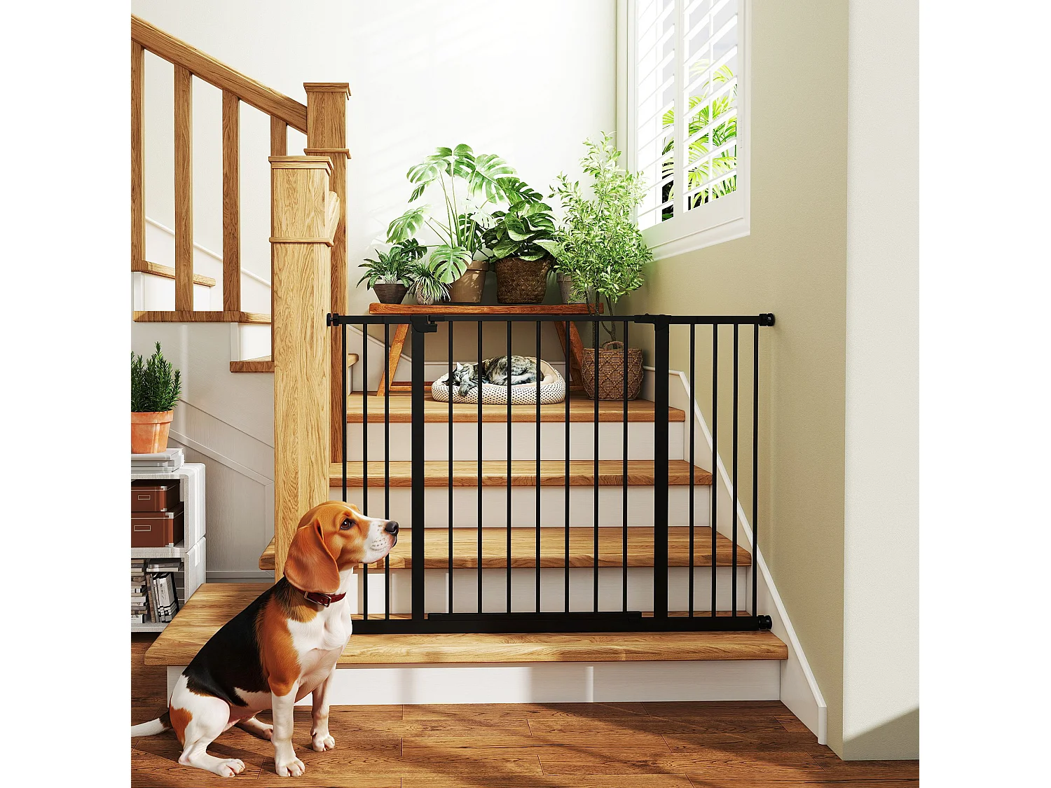 Cancelletto per cani estensibile in acciaio e plastica nero