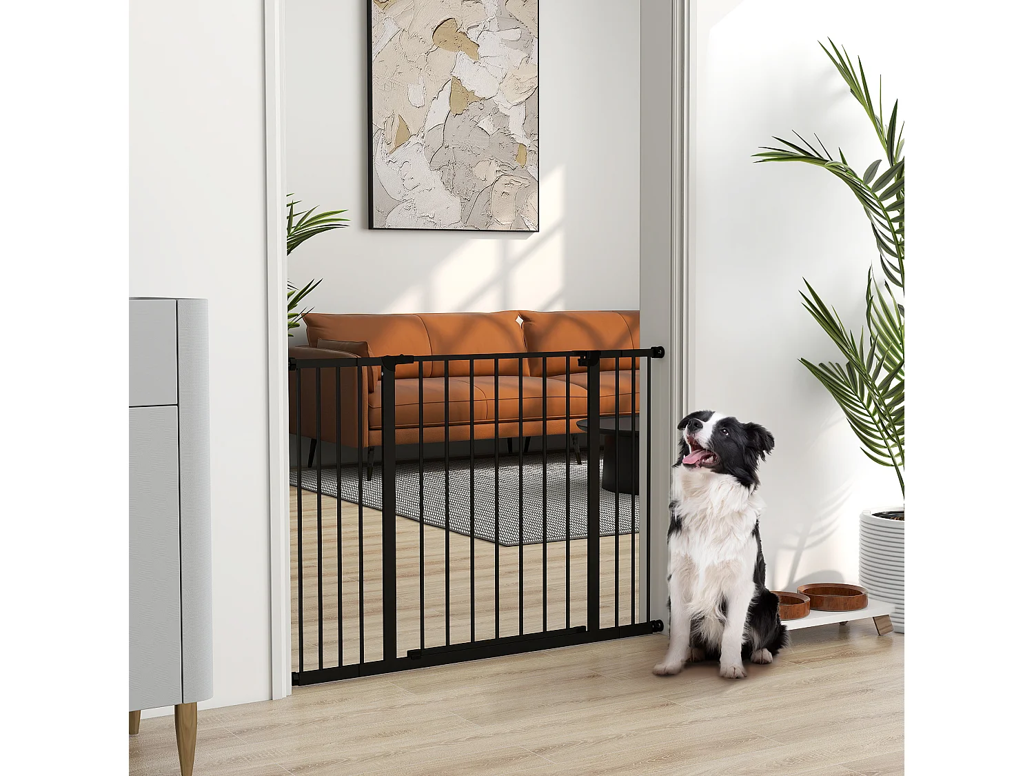 Cancelletto per cani estensibile in acciaio e plastica nero