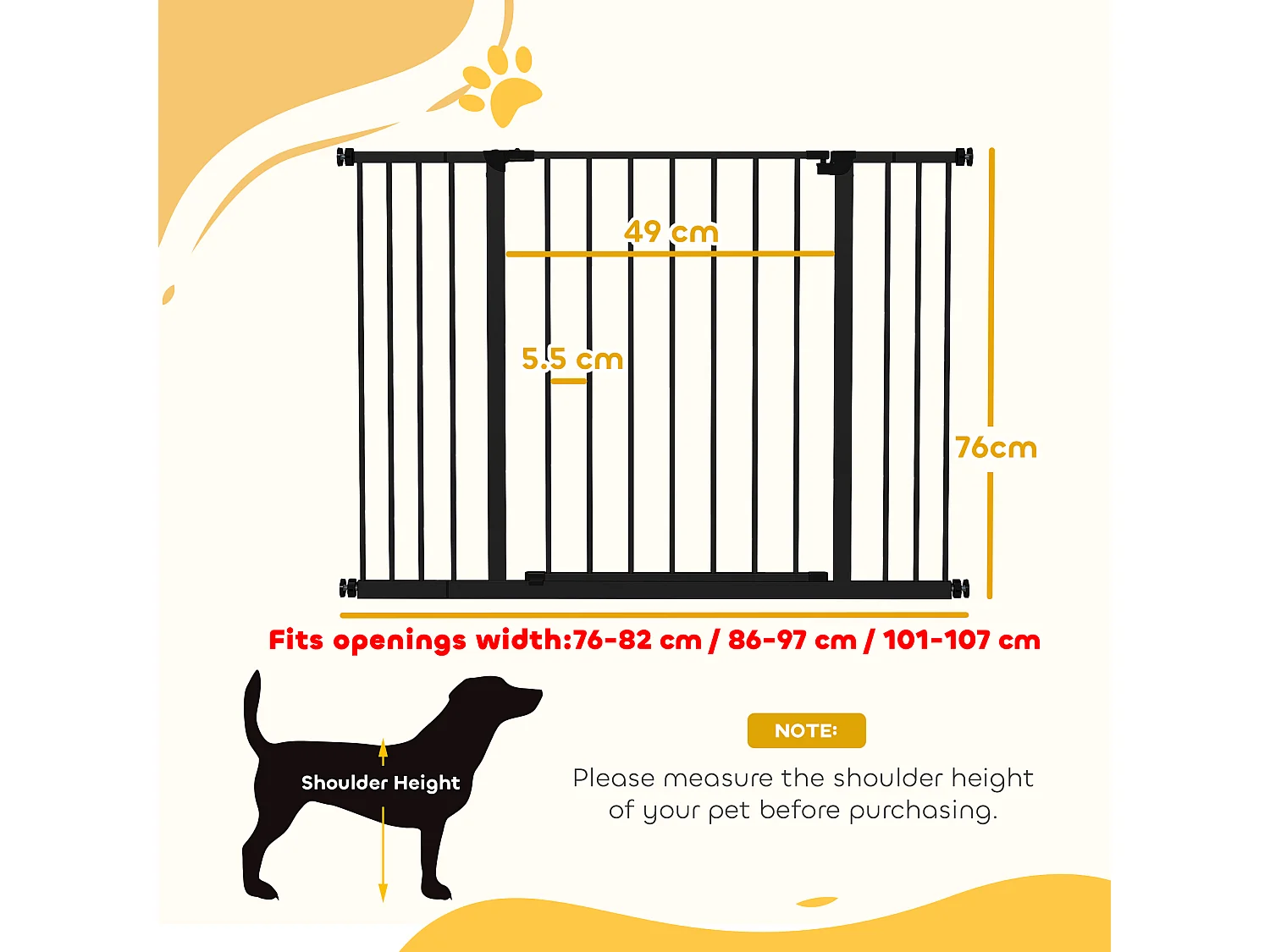 Cancelletto per cani estensibile in acciaio e plastica nero