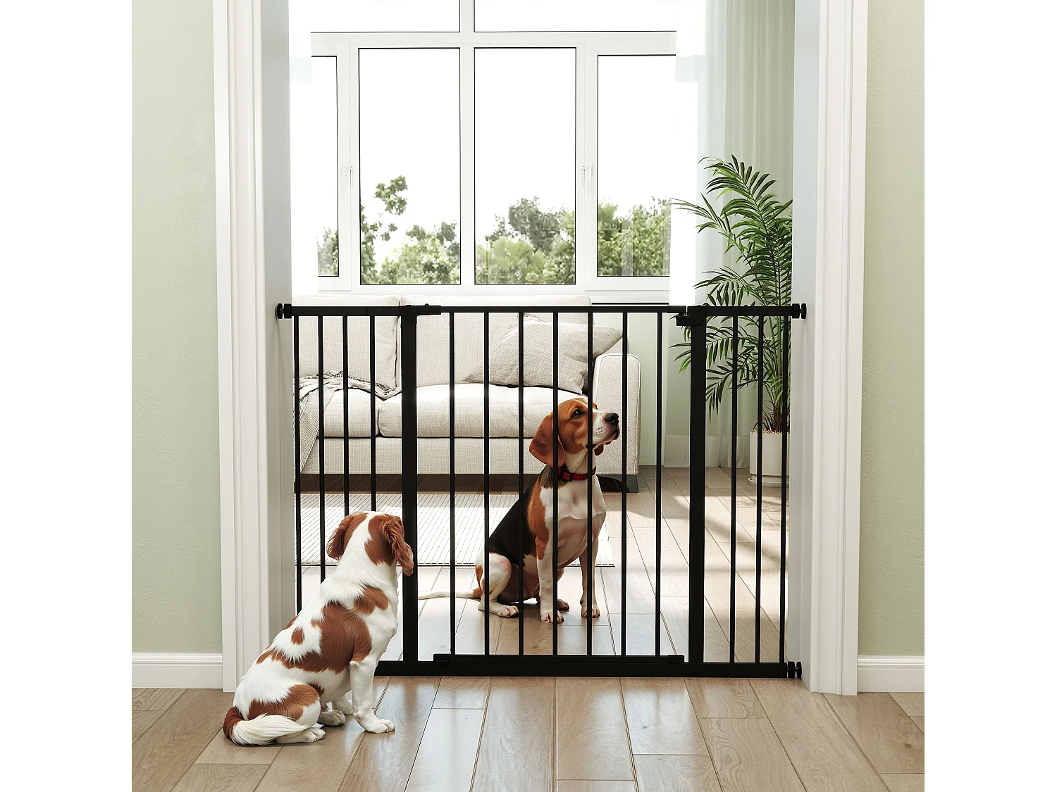 Cancelletto per cani estensibile in acciaio e plastica nero