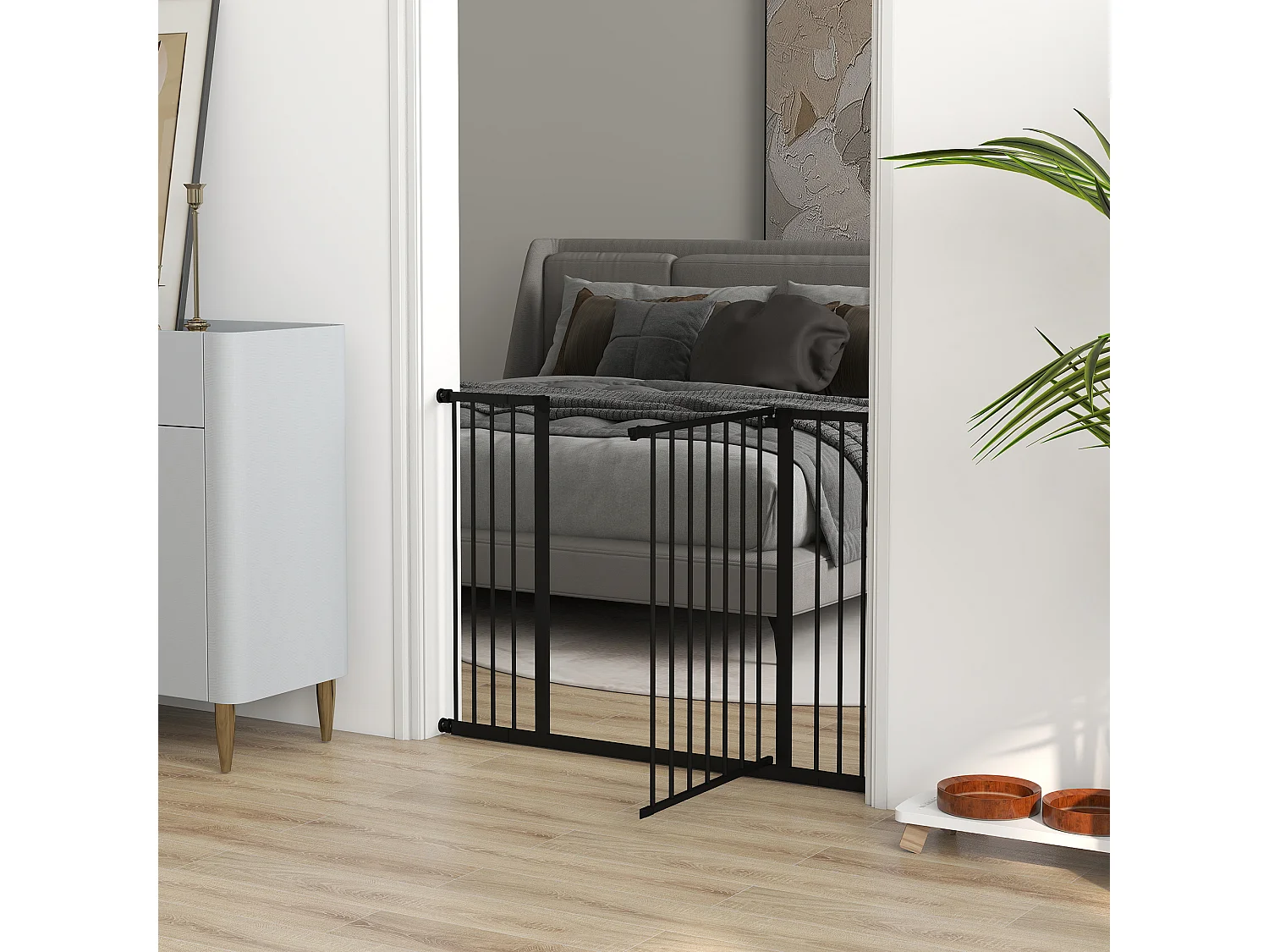 Cancelletto per cani estensibile in acciaio e plastica nero