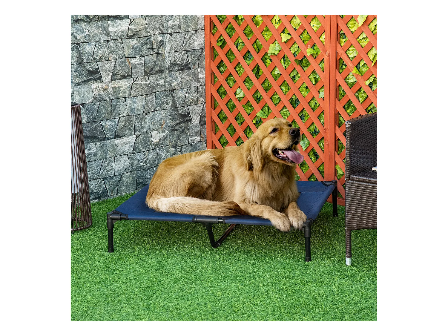 Letto rialzato per cani fino 30kg, campeggio, impermeabile - 91.5x76.2x18 cm