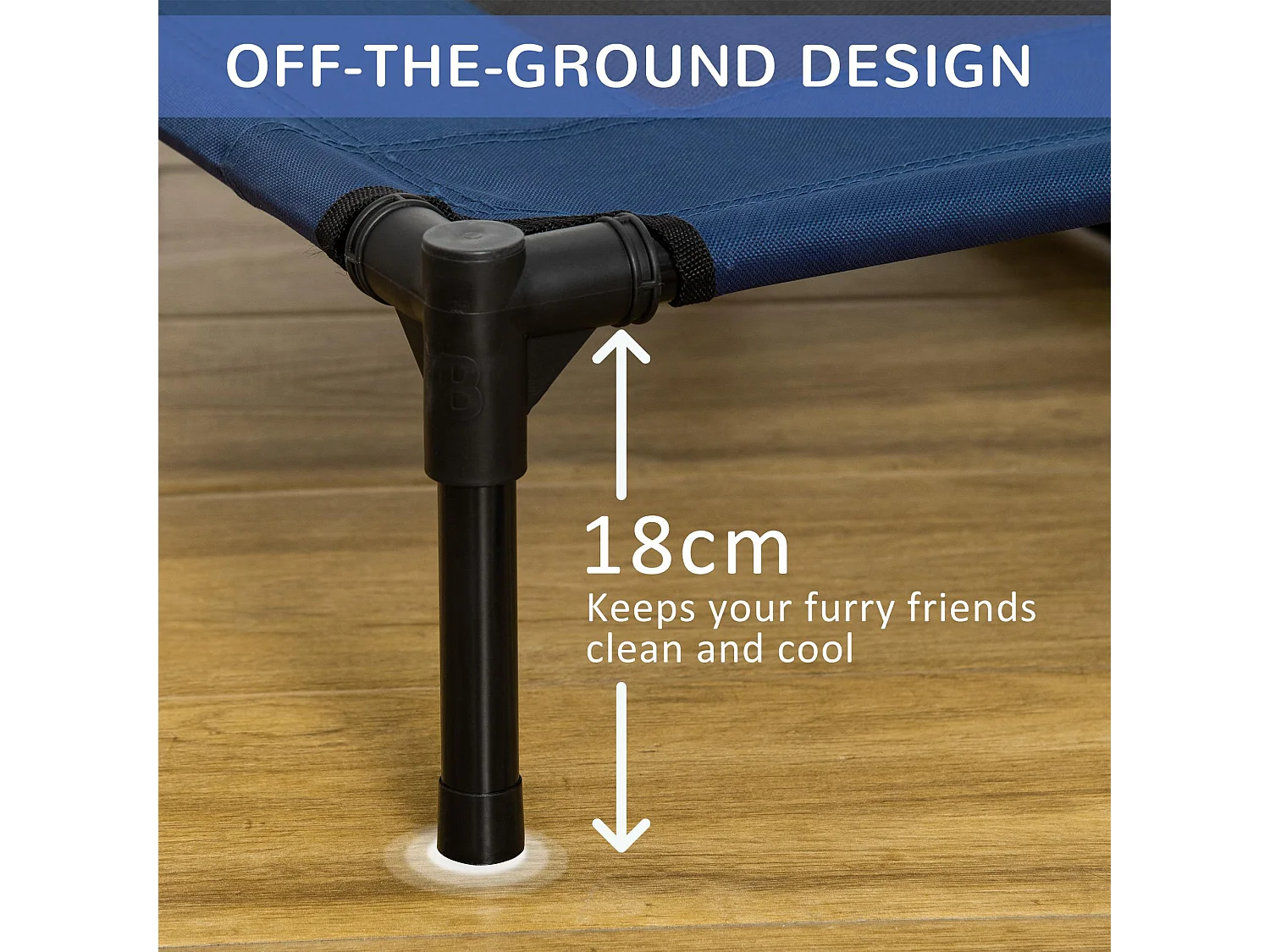 Letto rialzato per cani fino 30kg, campeggio, impermeabile - 91.5x76.2x18 cm