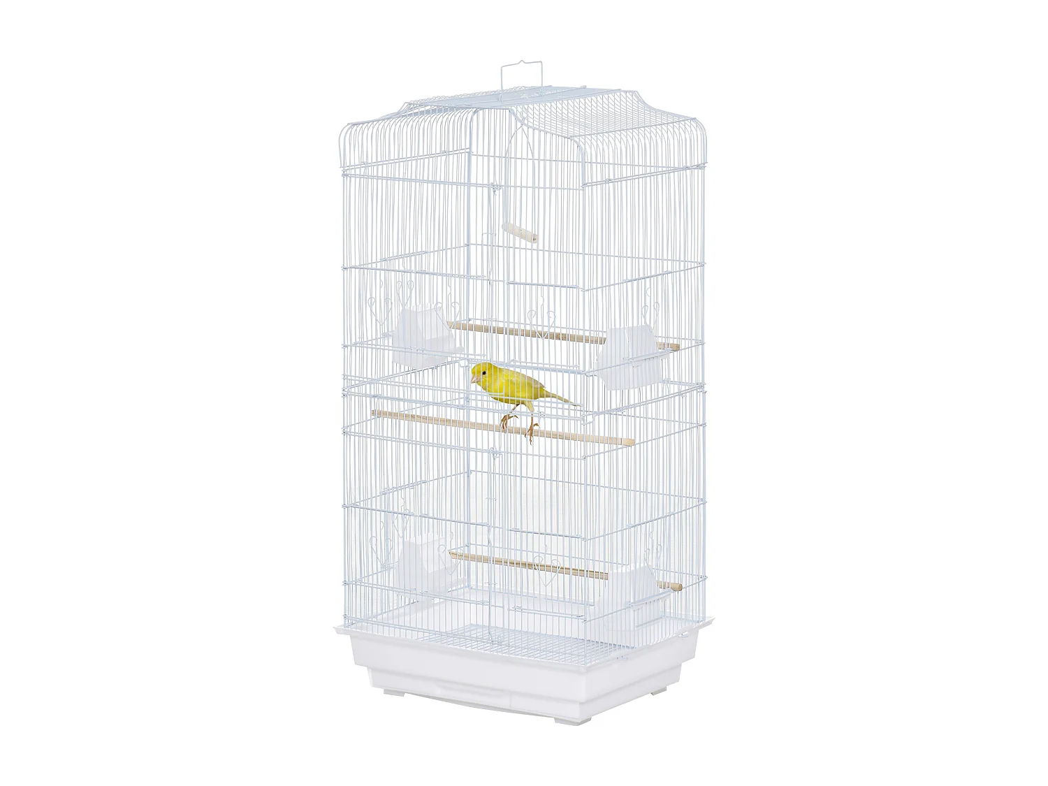 Gabbia uccelli con trespoli e altalena metallo e plastica 46.5x35.5x92cm