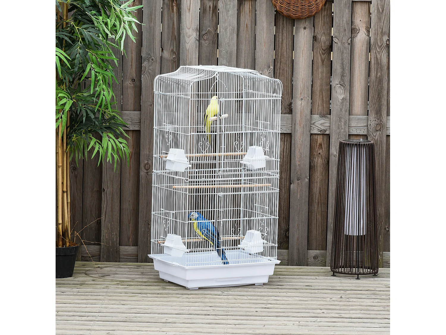 Gabbia uccelli con trespoli e altalena metallo e plastica 46.5x35.5x92cm