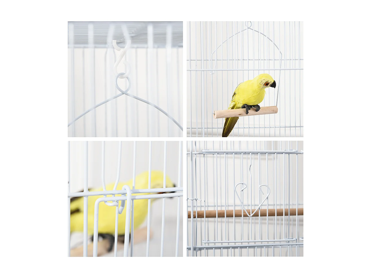 Gabbia uccelli con trespoli e altalena metallo e plastica 46.5x35.5x92cm