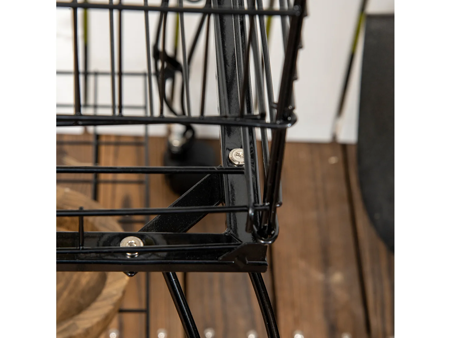 Gabbia per uccellini voliera con ruote in metallo nero 51x51x153cm