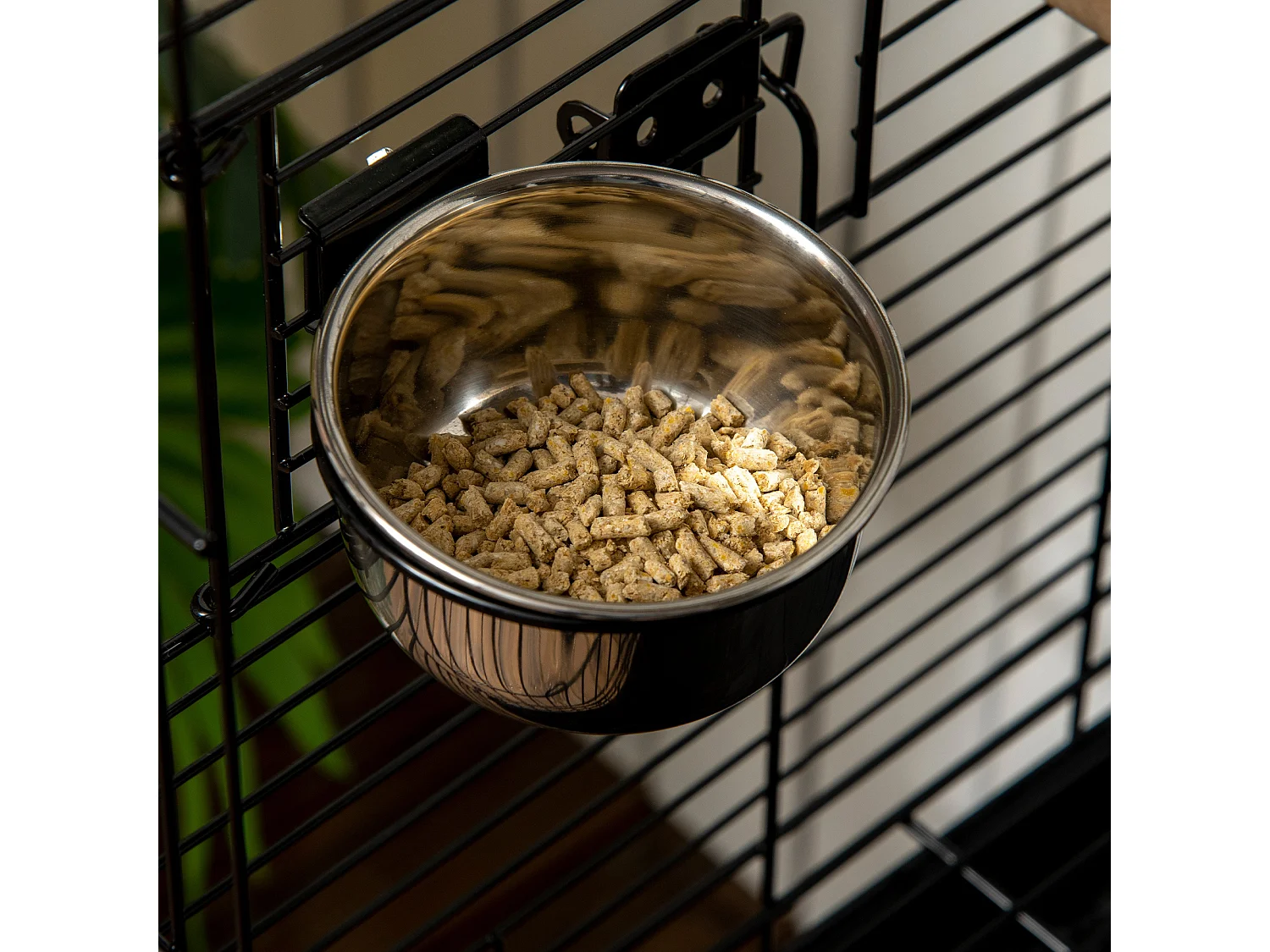 Gabbia per uccellini voliera con ruote in metallo nero 51x51x153cm