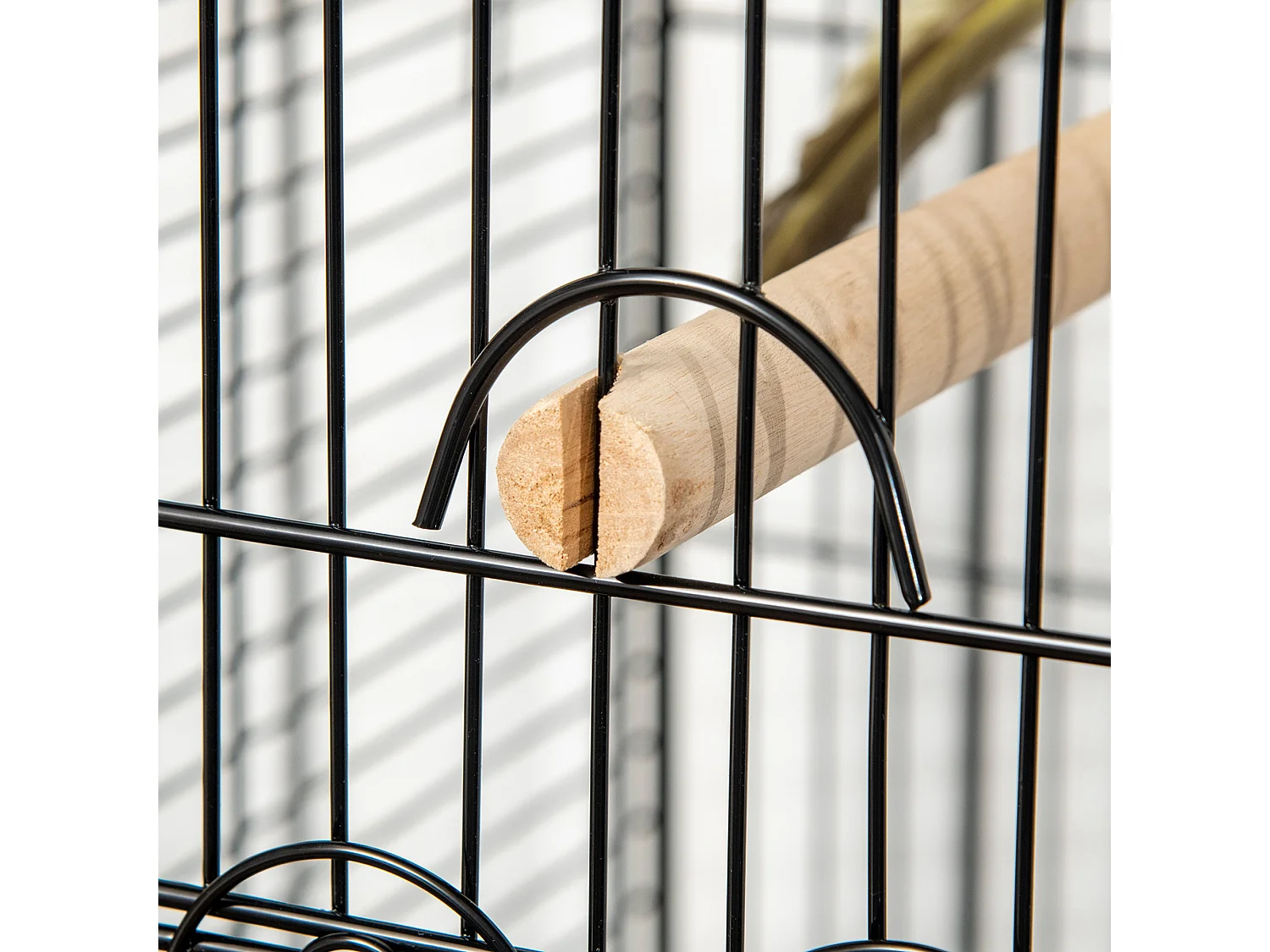 Gabbia per uccellini voliera con ruote in metallo nero 51x51x153cm