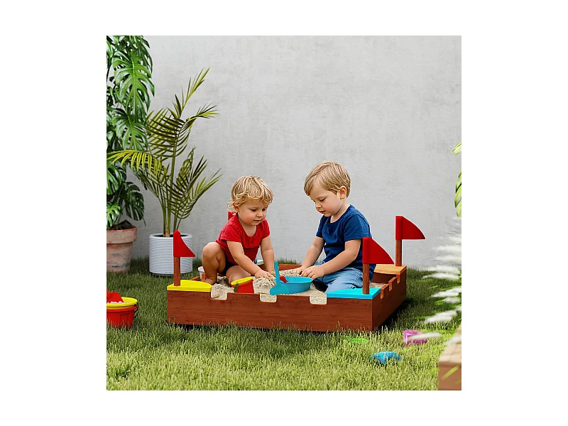 Sabbiera per bambini 3-7 anni a forma di castello in legno di abete