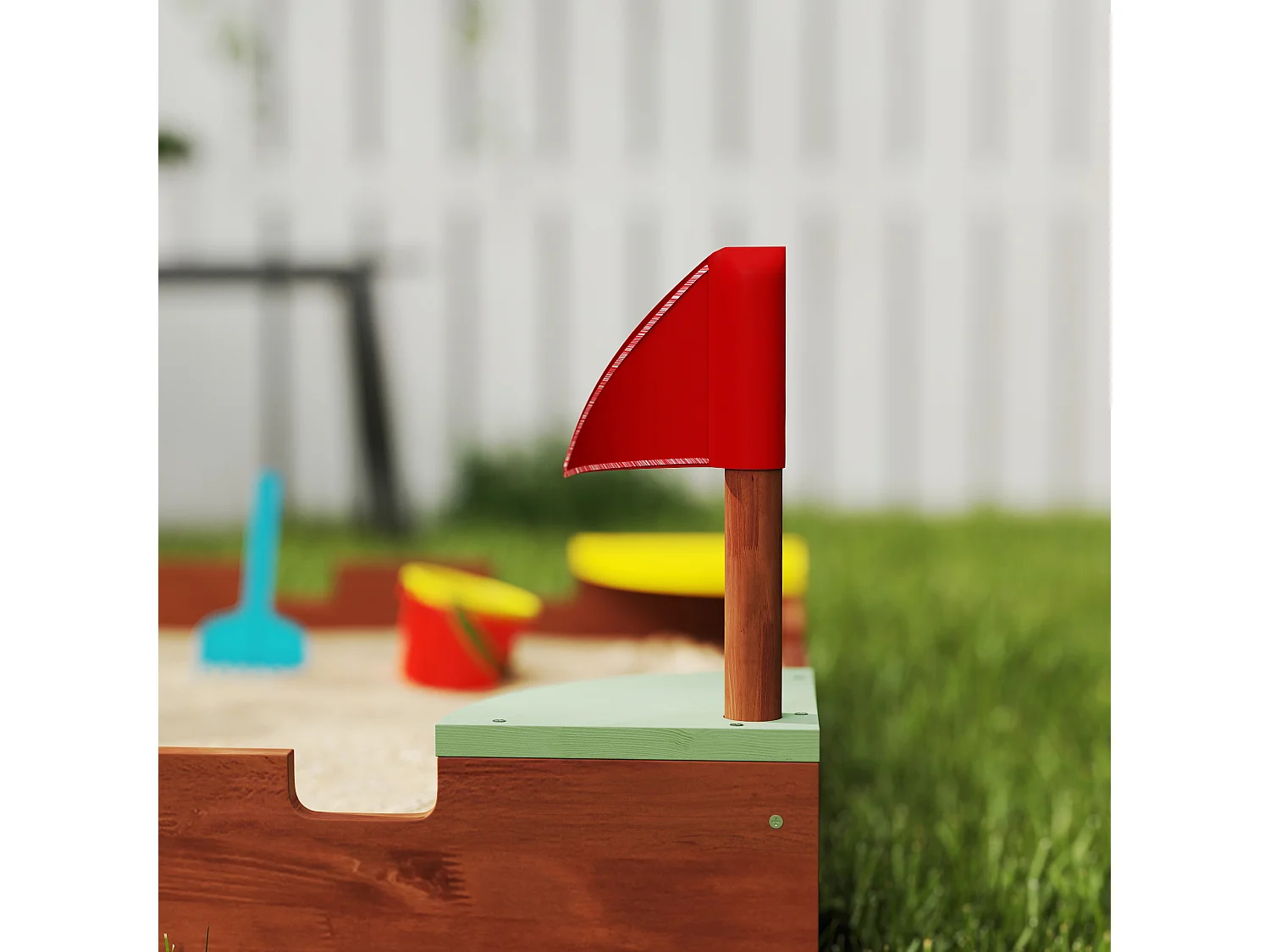 Sabbiera per bambini 3-7 anni a forma di castello in legno di abete