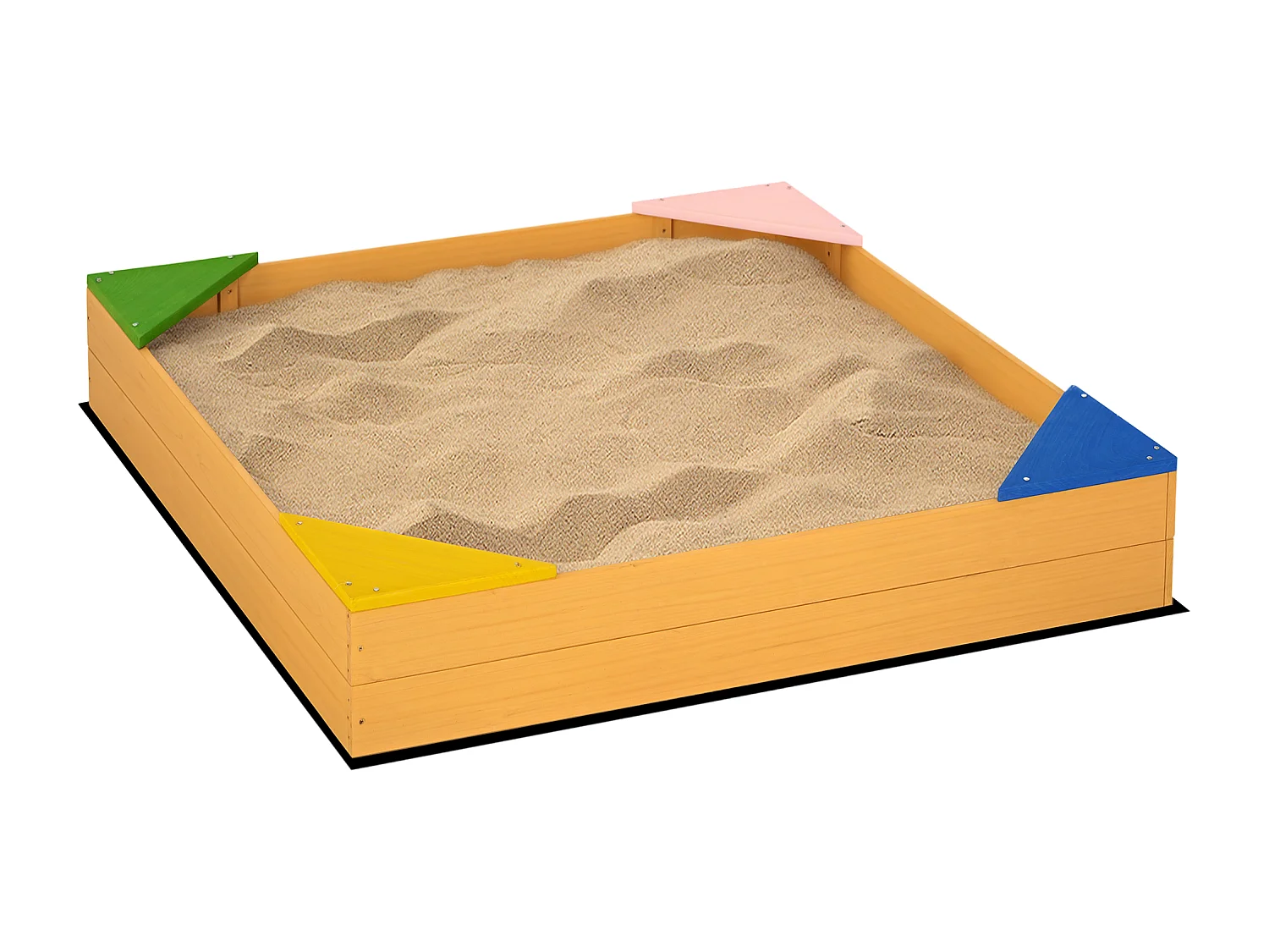 Sabbiera per bambini 4 posti in legno di abete con fodera