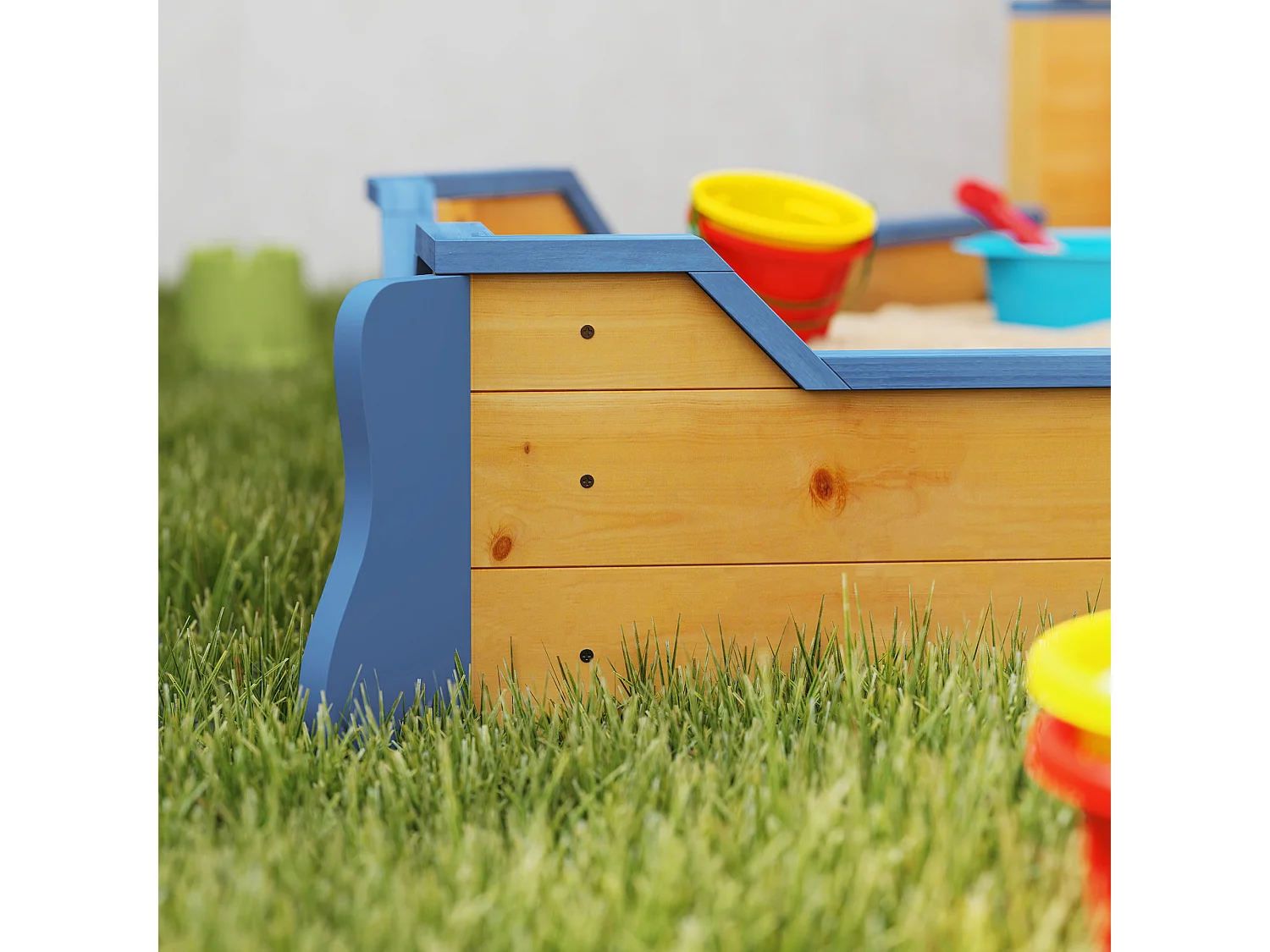 Sabbiera per bimbi in legno nave dei pirati vano contenitore