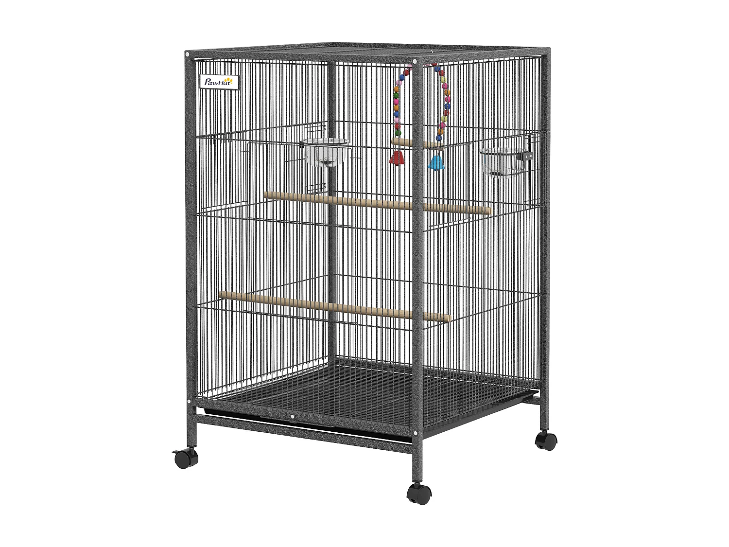 Gabbia per uccelli a 5 porte con posatoi altalena e vassoio estraibile