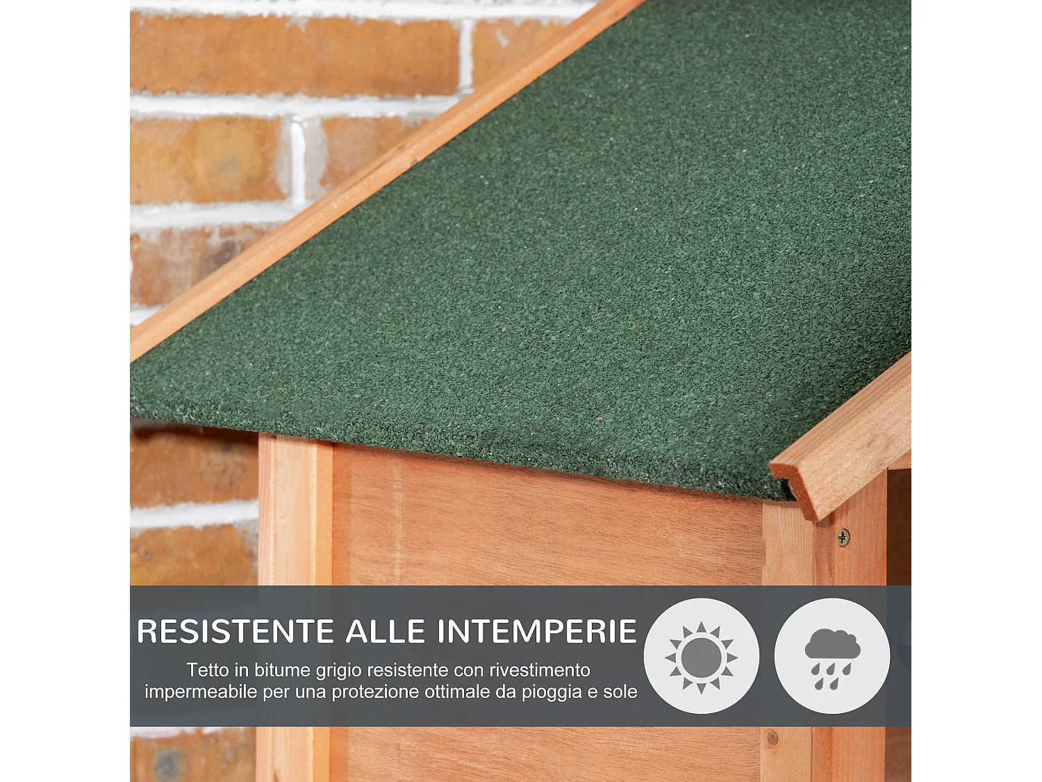 Gabbia per uccelli da esterno in legno con 3 aperture e 4 posatoi arancio