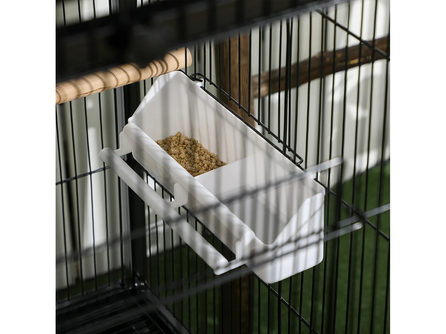 Gabbia voliera per uccelli 2 in 1 con ruote e vassoi estraibili nero