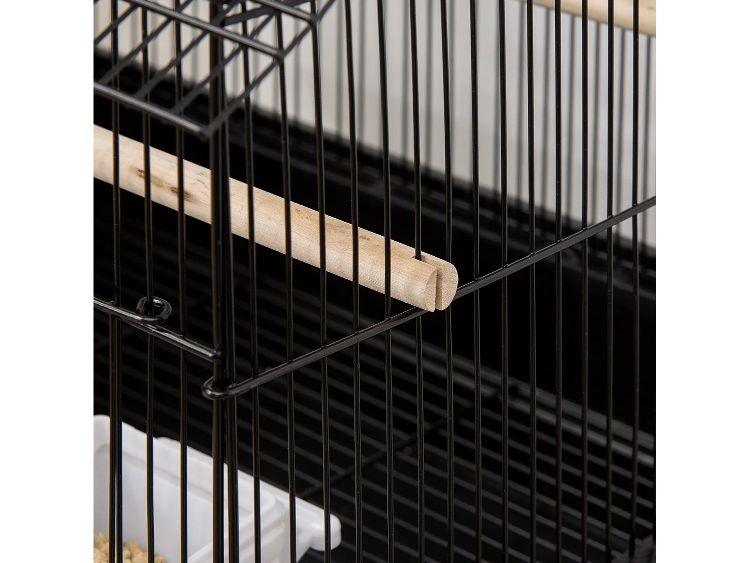 Gabbia per uccelli con maniglia di trasporto e vassoio estraibile nera