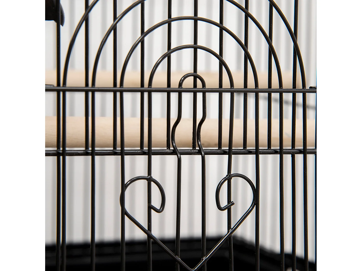 Gabbia per uccelli con maniglia di trasporto e vassoio estraibile nera