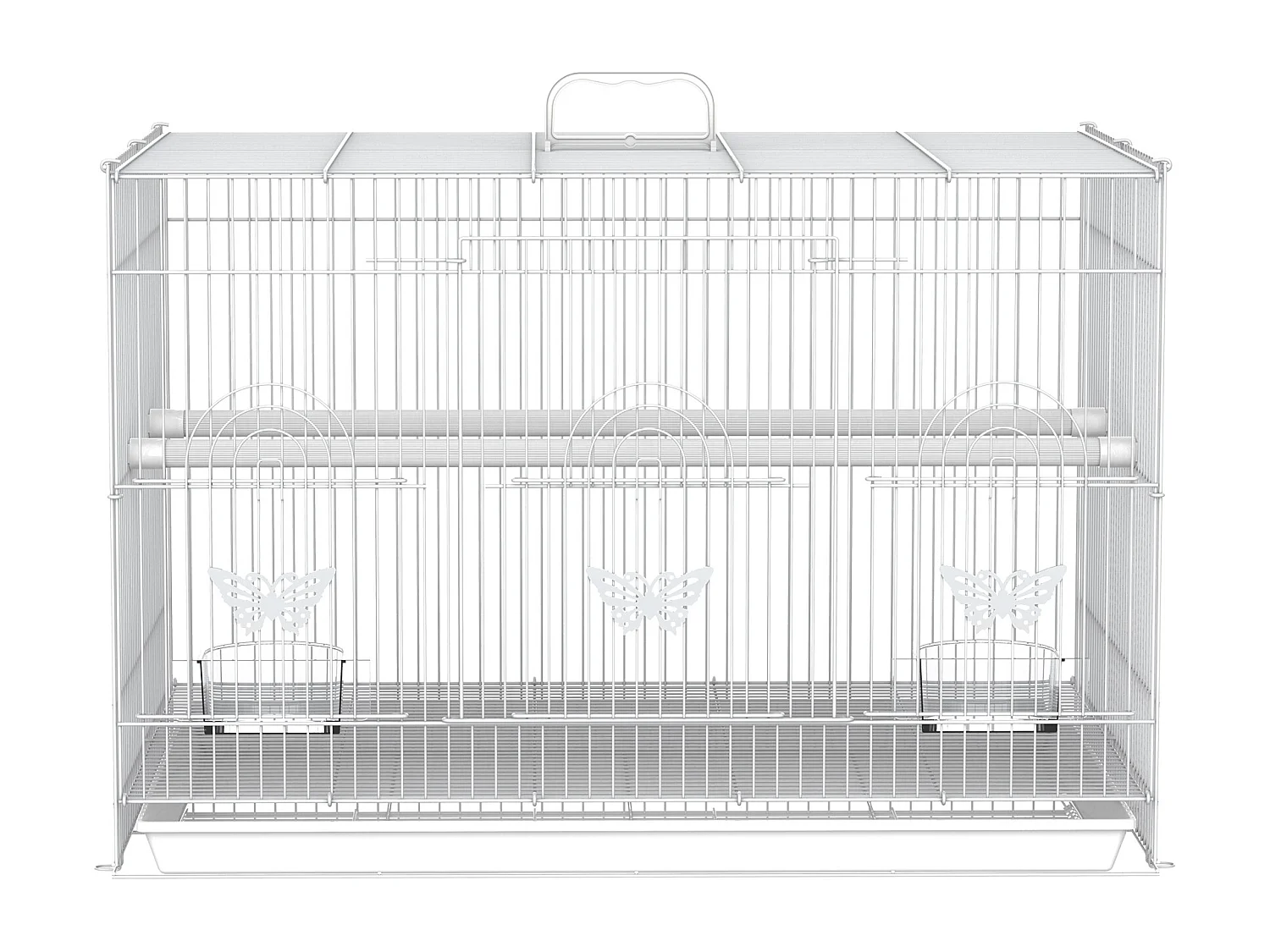 Gabbia per uccelli in metallo con posatoi ciotole per cibo e maniglia