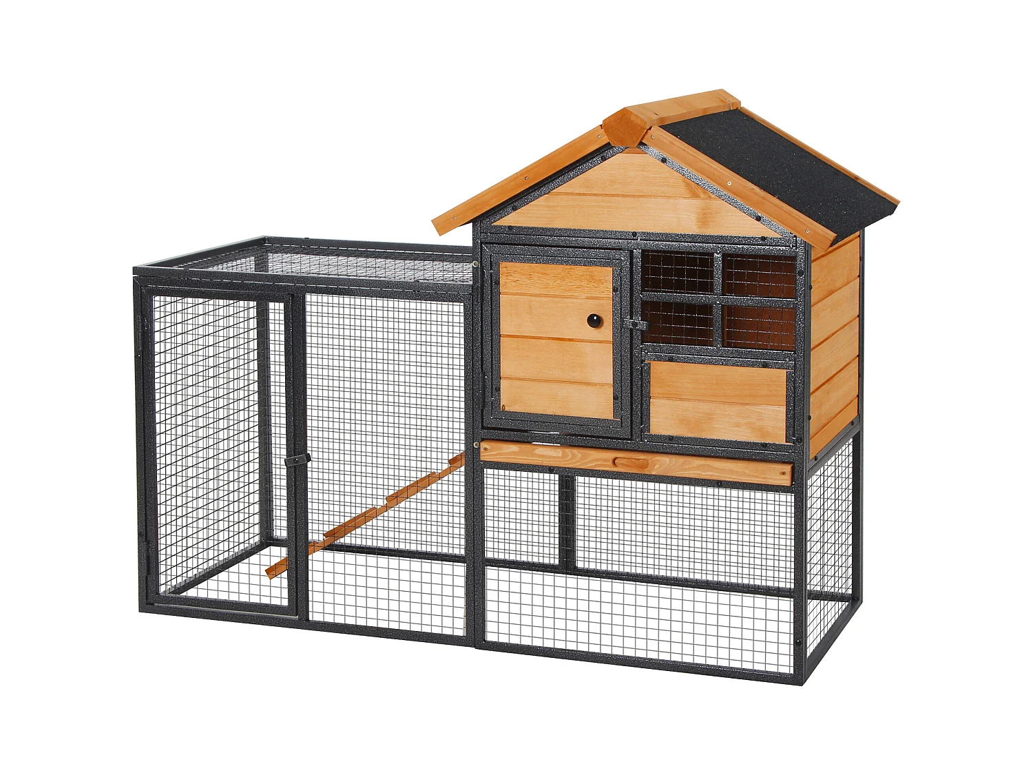 Gabbia per conigli con casetta rampa cortile conigliera legno e metallo