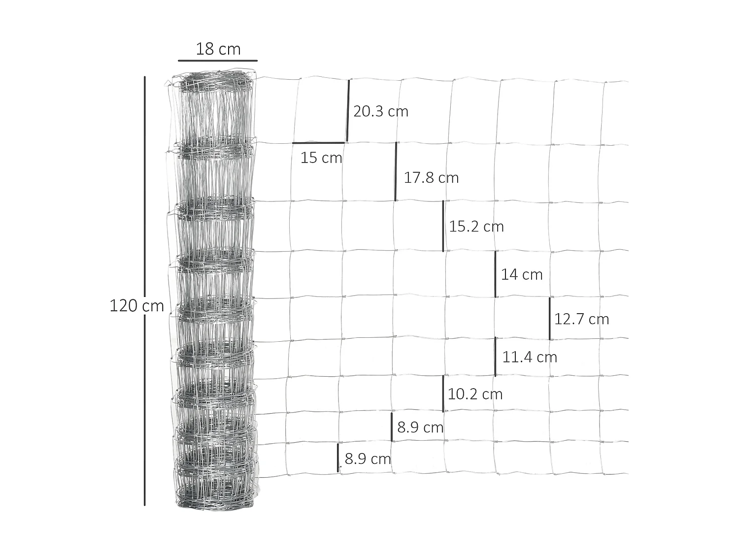 Rotolo di rete per recinzione metallica zincata da 26.1m altezza 1.2m