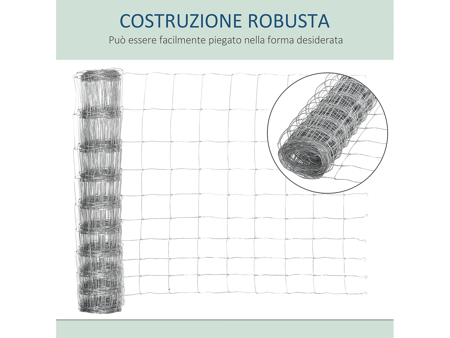 Rotolo di rete per recinzione metallica zincata da 26.1m altezza 1.2m