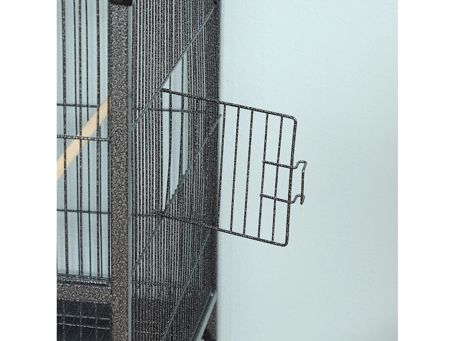 Doppia gabbia per uccelli vassoi estraibili supporto con ruote e ripiano