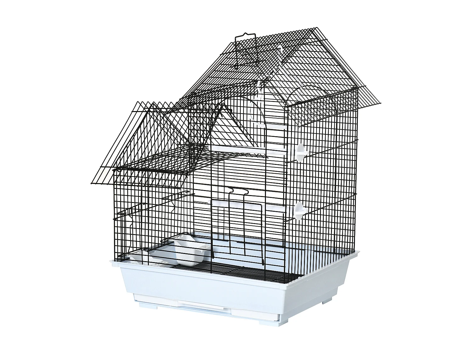 Gabbia per uccelli in metallo con maniglia vassoio estraibile e altalena