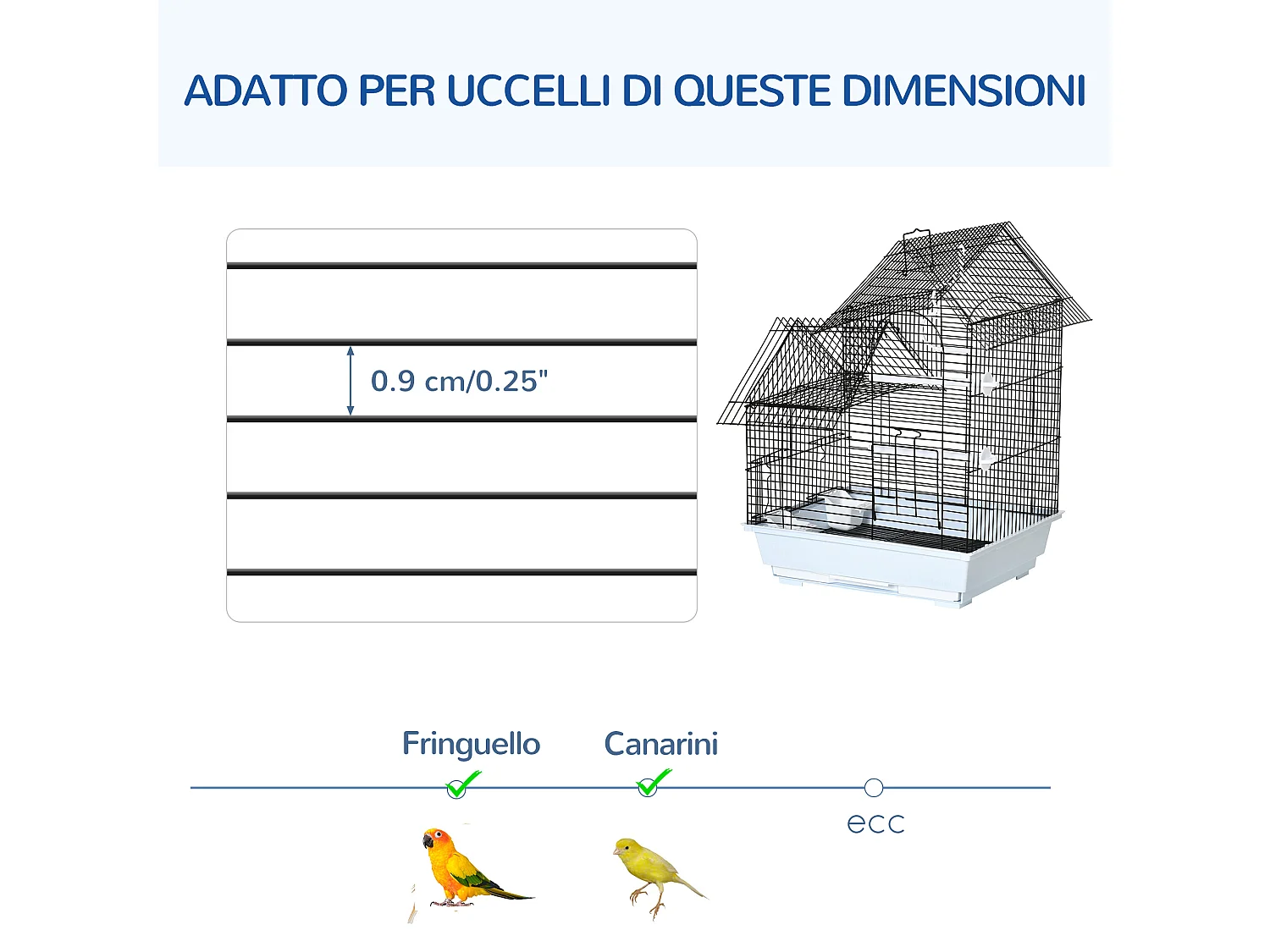 Gabbia per uccelli in metallo con maniglia vassoio estraibile e altalena