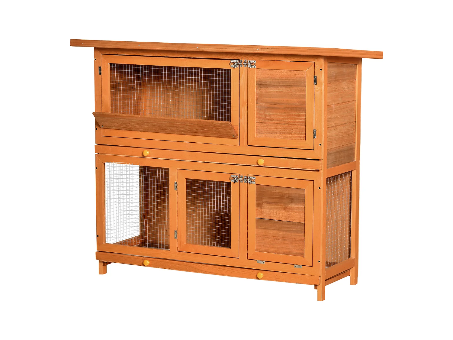 Conigliera da esterno in legno con casetta a 2 piani 122x48x100 cm