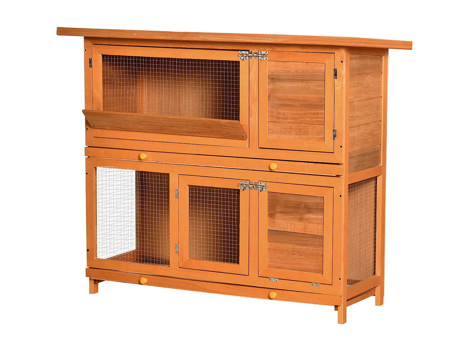 Conigliera da esterno in legno con casetta a 2 piani 122x48x100 cm