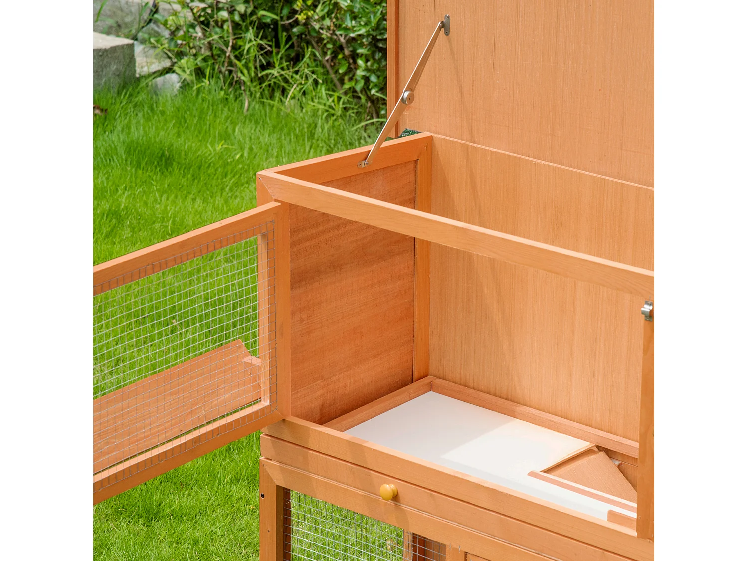 Conigliera da esterno in legno con casetta a 2 piani 122x48x100 cm
