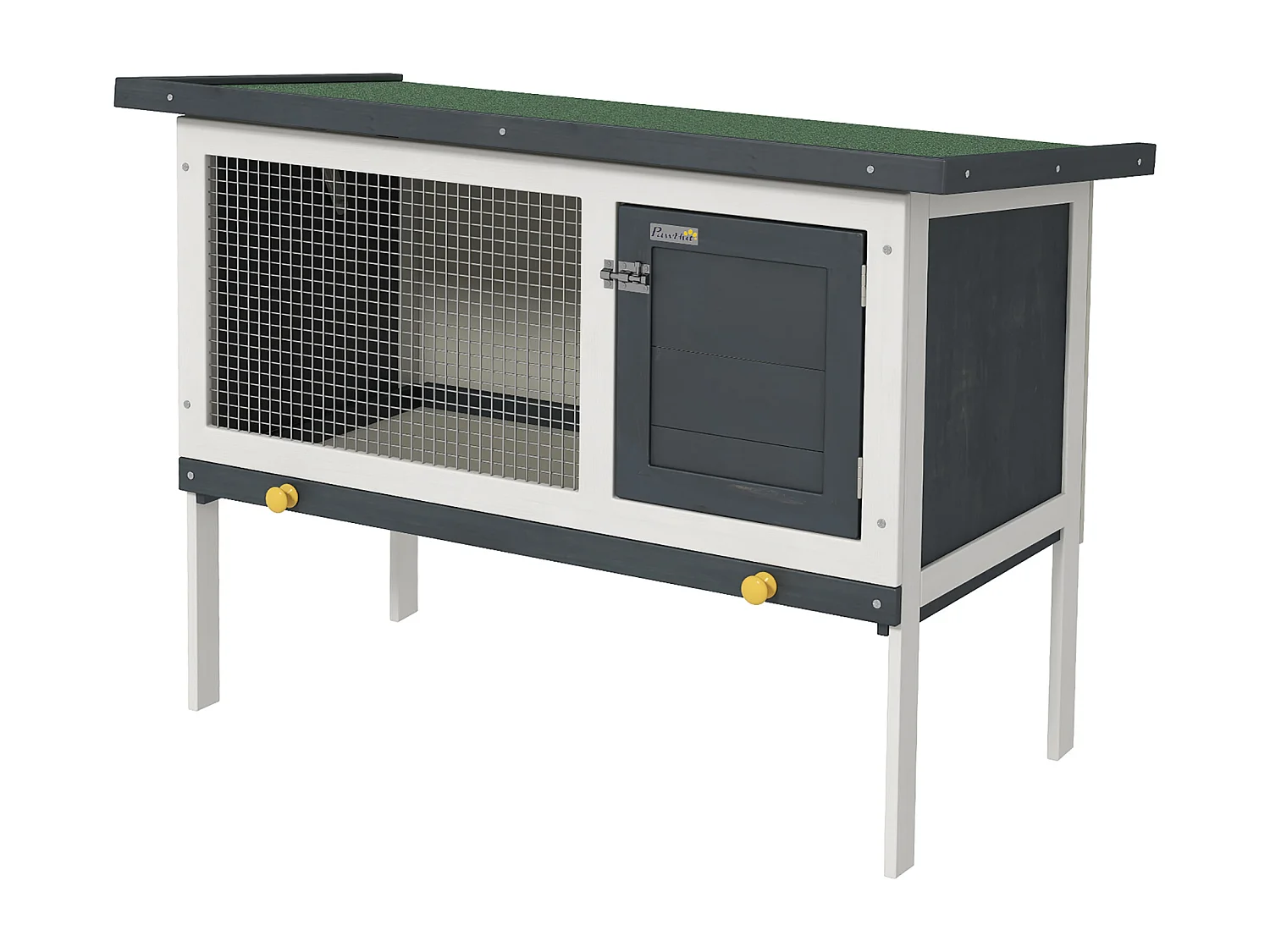 Conigliera da esterno con vassoio estraibile e tetto apribile in bitume