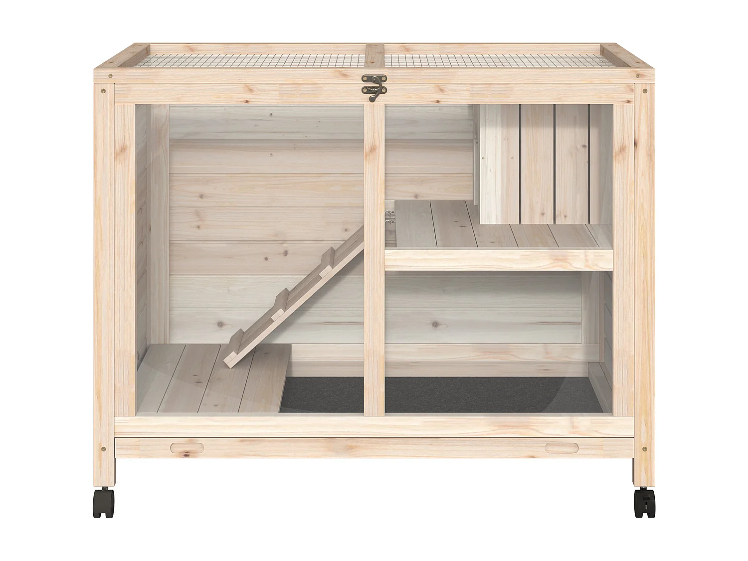 Conigliera in legno 2 piani con casetta rampa e vassoio estraibile