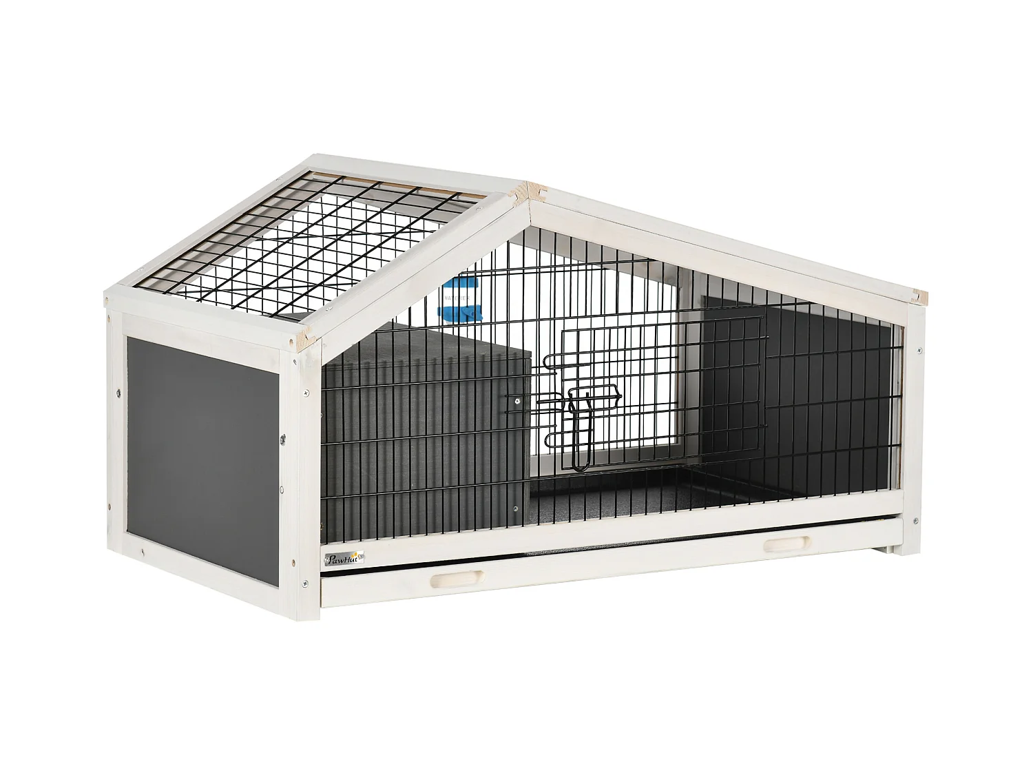 Conigliera in legno con casetta e area aperta per 1 coniglio 90x53x50cm