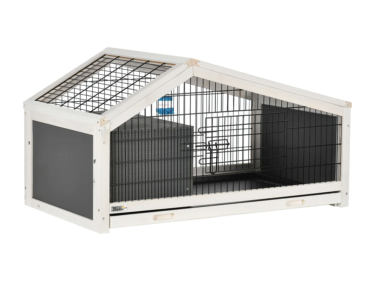 Conigliera in legno con casetta e area aperta per 1 coniglio 90x53x50cm